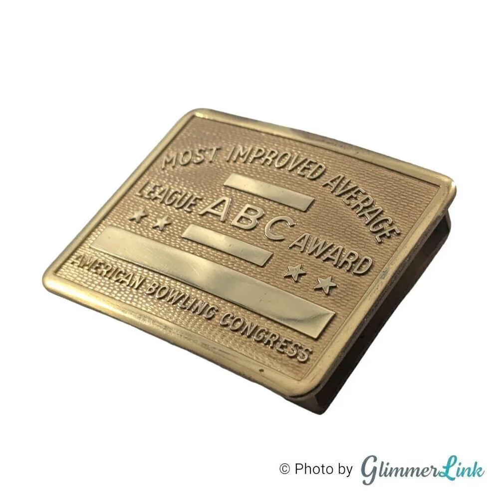 VTG American Bowling Congress Most Improved Average Engravable Gold Tone Buckle